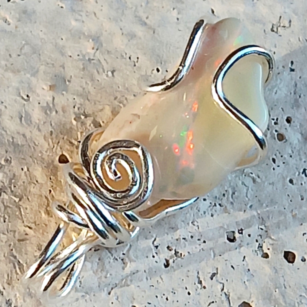 Australian Opal Pendant Lightning Ridge Double Sided Sterling Silver - Picture 10 of 16